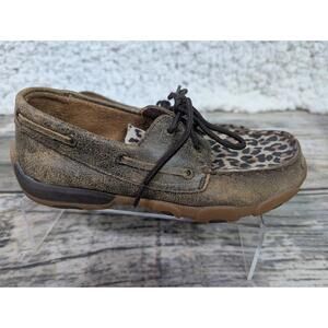 Twisted X‎ Cheetah Print Leather Moccasins YDM0028 Womans Size 4m
